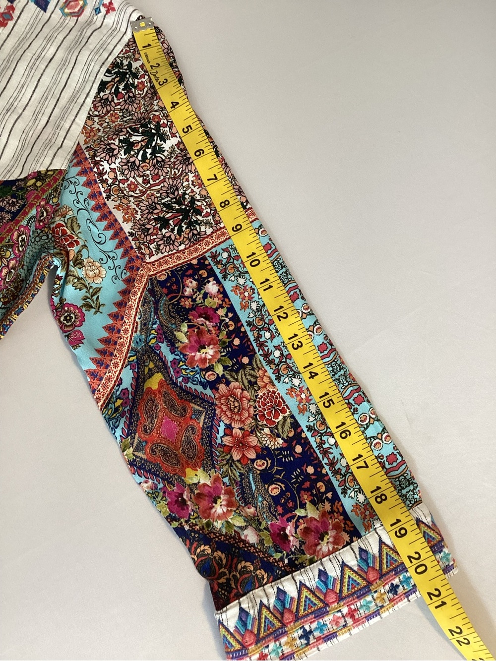 John Mark White Striped Tunic with Multicolor Embroidery - Picture 12 of 13